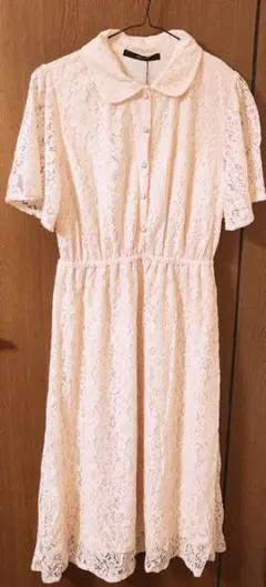 襟つき レース ワンピース