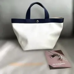 エルベシャプリエ　Mトートバッグ　白✖️ネイビーのサムネイル