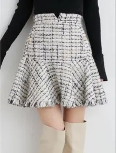 リリーブラウン フリンジツイードスカート 0サイズ