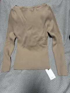 【新品】BASEMENT online ボートネックリブニット ベージュ