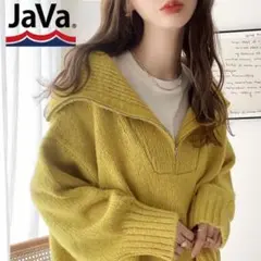 JaVa イエロージップアップセーター ニット