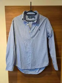 【美品】Ralph Lauren ストライプシャツ L CUSTOM FIT 青