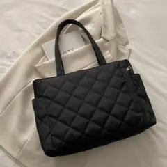 キルティング トートバッグ 黒 A4 軽量 大容量 上品 通勤 オフィス