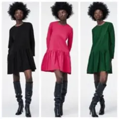 美品★ZARA VOLUMINOUS SHORT DRESSミニワンピースM