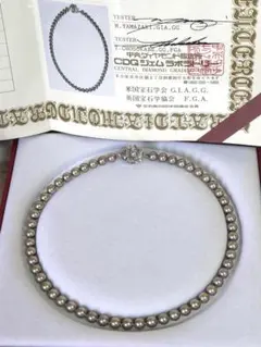 グレーパールネックレス　真珠　鑑別書付き