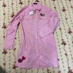 sisterJenniシスタージェニィピンクストライプシャツワンピース新品160