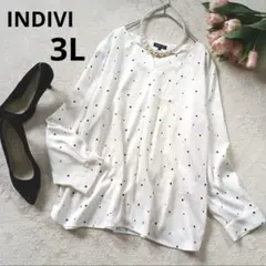 INDIVI 【大きめ】洗える UVケア 吸水速乾 キーネック ドットブラウス