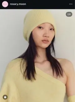 お値下げ rosarymoon ロザリームーン ニットビーニー イエロー Bucktail Knit Beanie - ROSARYMOON OFFICIAL WEB STORE