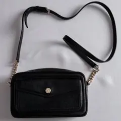 マイケルコース ブラックレザーショルダーバッグ ゴールド