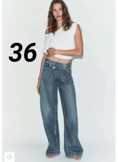 ZARA TRF ミッドライズ折り返しウエストデニムパンツ 完売品 38 - メルカリ