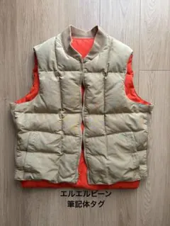 希少　エルエルビーン　筆記体タグ　リバーシブルダウンベスト