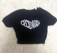 ハートロゴ クロップド丈 半袖ニット