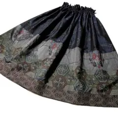 581⿻　大島紬・紬リメイクロングスカート　着物リメイクスカート