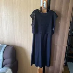 しまむら　ブラック レース編み ワンピース