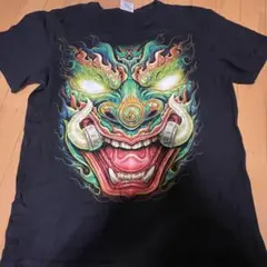 鬼の顔 アートTシャツ ブラック