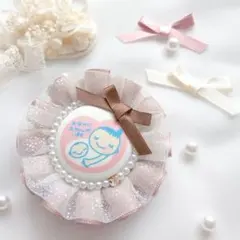 ♡きらきらチュール♡マタニティロゼット ローズグレイ×ブラウン 両面 リバティ