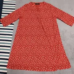 な*る様 七分袖ワンピース 朱色　身幅52cm 着丈90cm