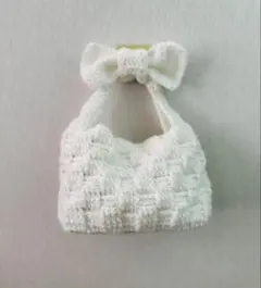 リボンバッグ ハンドバッグ バスケット編み ハンドメイド