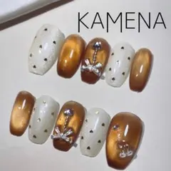 71 ネイルチップ ワンホン 韓国 マグネットネイル リボンネイル ニュアンス