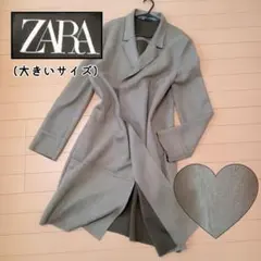 【大きいサイズ L】ZARA ザラ テーラード コート スエード調 カーキ