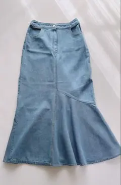 お値下げ！ライトブルーデニム変わりフレアスカート　M