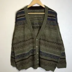 vintage ニット　カーディガン　グリーン　ボックスシルエット　美品