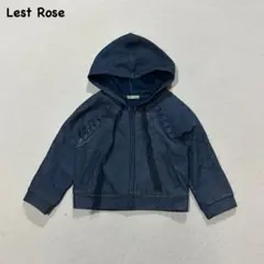 t2901 【レストローズ】　レース切替　デニム風ジップアップパーカー　ネイビーのサムネイル