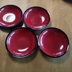 赤と黒の漆器 平皿 4枚セット