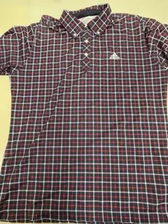 adidas チェック柄 ポロシャツ M