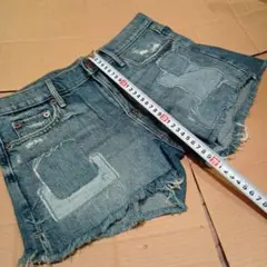 Gap デニムブルー ダメージショートパンツ サイズ画像