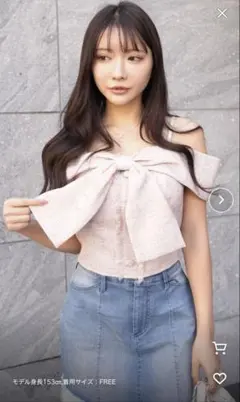 リップサービス　ツイードリボンオフショルトップス