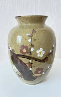 美品】信楽焼 花瓶 壺 梅の花