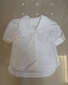 カッキー様専用TRÈLE+1 スカラップカラー 半袖シャツ Fサイズ ホワイト