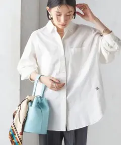 【SHIPS】ホワイト 長袖シャツ GH刺繍