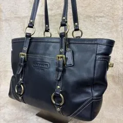 COACH コーチ オールレザー トートバッグ ブラック ターンロック