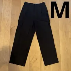 【美品】UNIQLO　ユニクロ　リネンブレンドタックワイドパンツ　M　ブラック
