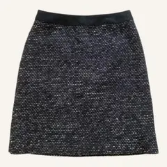 INDIVI インディヴィ スカート ブラック ツイード ウエスト切替 日本製