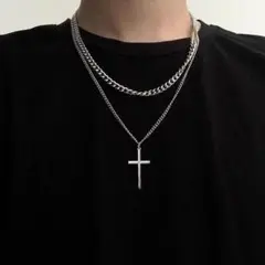 ネックレス　ペンダント　クロス　シルバー　ヒップホップ　チェーン　プレゼント