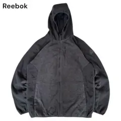 Reebokフリースジャケットフルジップ パーカー ナイロン切替 グレー 古着