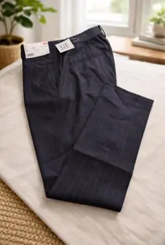 新品未使用　 ユニクロ　スマートスタイルアンクルパンツ　ブルーストライプ　M