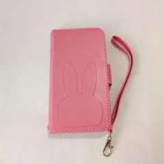 iPhone se2 ケース 手帳型 ウサギ ピンク かわいい ストラップ付き