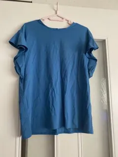 ドレスキップ　接触冷感　お袖ラッフル トップス　ブルー