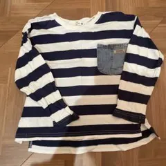 BRANSHES ネイビー/ホワイト ストライプ 長袖カットソー 120cm