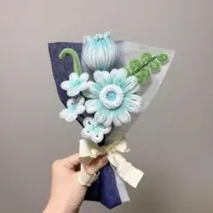 ナチュラルブーケ〈ミント〉ガーベラ×チューリップ｜モールフラワー｜枯れない花束