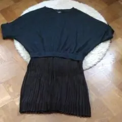 ジュンコシマダ　膝丈シフォンプリーツワンピース