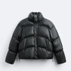 ✨️ZARA BOX シルエット短丈 撥水加工 パフジャケット 中綿 ブラック
