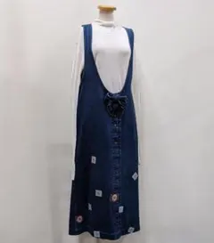 ピンクハウス/デニムジャンパースカート//パッチワーク調ワッペン金ボタン/リボン