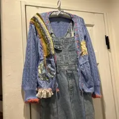 古着リメイク カーディガン ボレロ ニット コラージュ かぎ針編み 薔薇