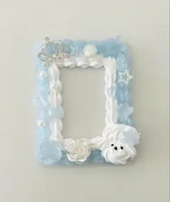 ホイップデコ　トレカケース　B 8サイズ　水色　犬　王冠