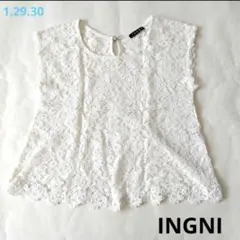 【INGNI】Ｍサイズ　白総レース　ブラウストップス